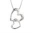 Silver and Diamond Double Heart Pendant
