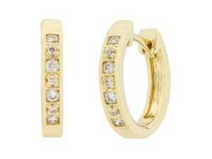 Small Yellow Gold Diamond Hoop Earrings