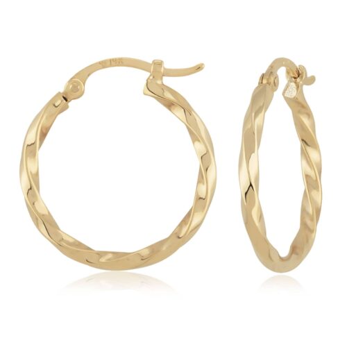 Small Yellow Gold Twisted Hoop Earrings