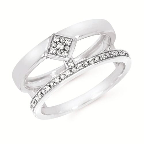 Sterling Silver Daimond Negative Space Ring
