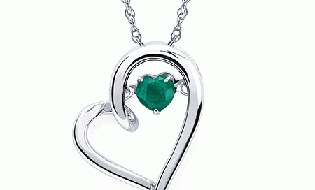Sterling Silver Heart Emerald Pendant