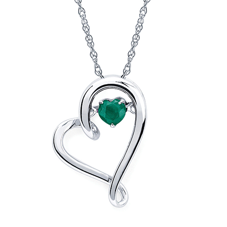 Emerald Dark Green & Silver Two  Hearts Pendant Crystal Necklace N343