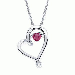 Sterling Silver Heart Ruby Pendant