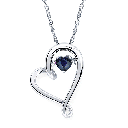 Sterling Silver Heart Sapphire Pendant