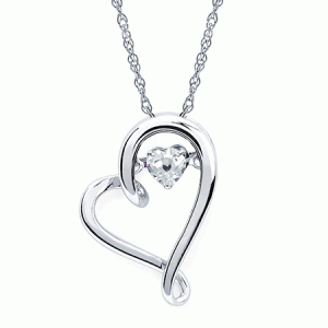 Sterling Silver Heart White Sapphire Pendant