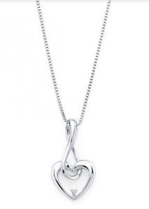 Sterling Silver Infinity Drop Heart Diamond Pendant Diamond on Sterling Silver Chain