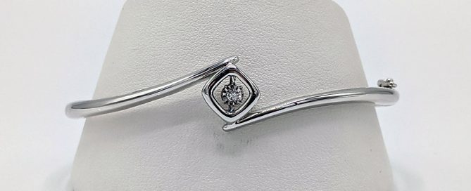 Sterling Silver Shimmering Diamonds Bangle Bracelet .05 Ctw. Diamonds