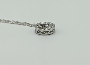 Sterling Silver Diamond Pendant on 18 Inch Sterling Silver Light Rope Chain