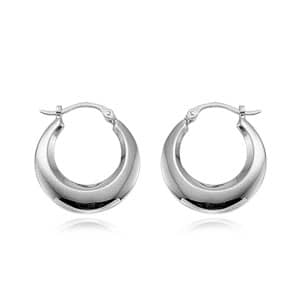 Tapered White Gold Hoop Earring