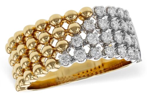 Two-Tone Beaded Diamond Wide Band