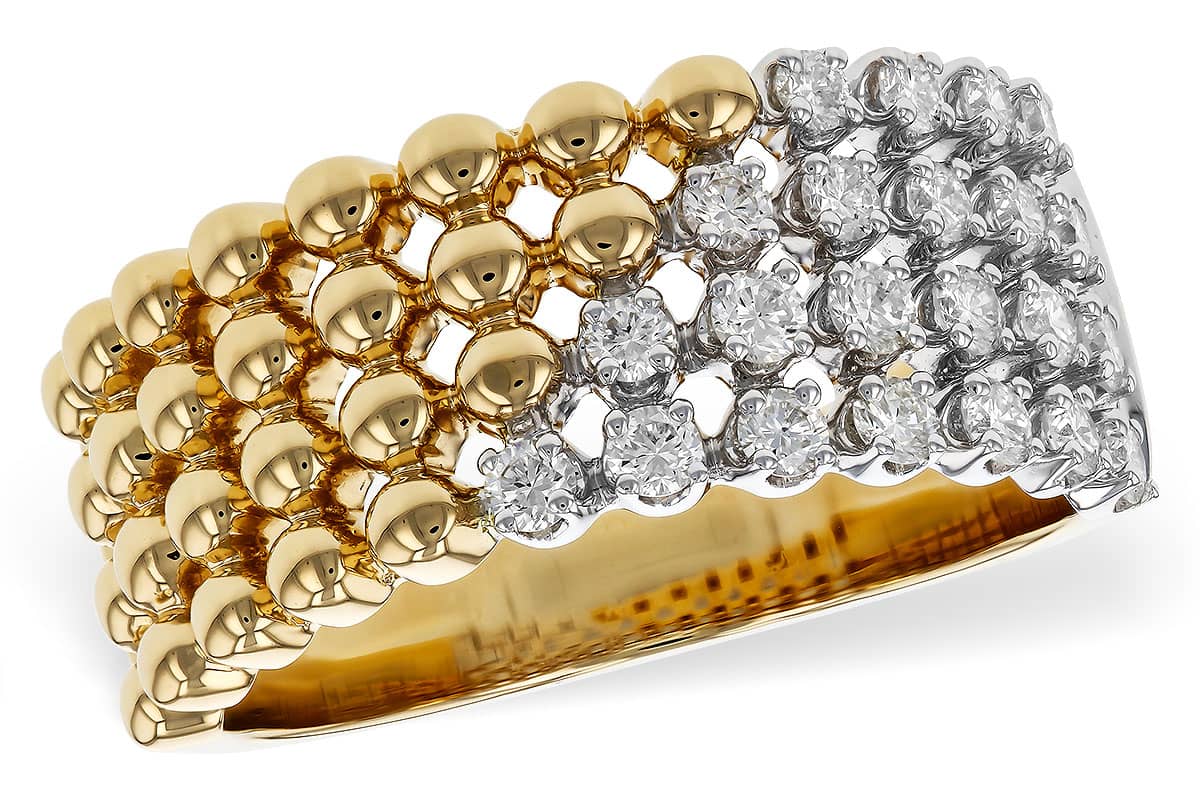 Two-Tone Beaded Diamond Wide Band Two-Tone Beaded Diamond Wide Band