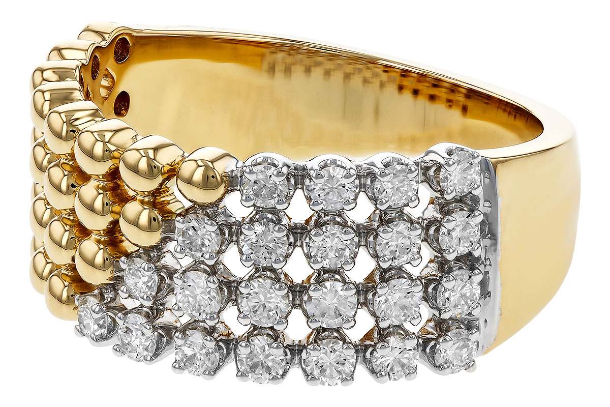 Two-Tone Beaded Diamond Wide Band Angle 2 Two-Tone Beaded Diamond Wide Band Angle 2