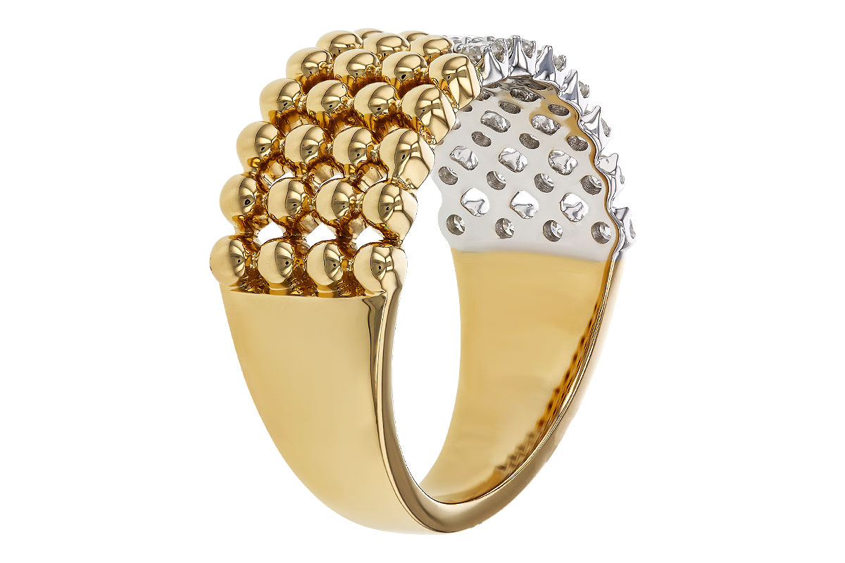 Two-Tone Beaded Diamond Wide Band Angle Two-Tone Beaded Diamond Wide Band Angle
