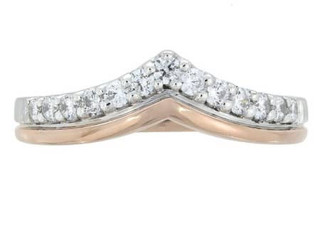 Two Tone Chevron Band with Diamonds