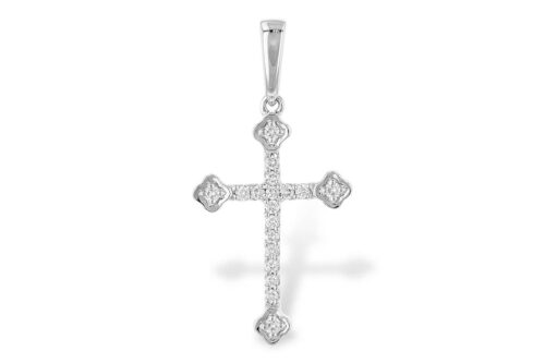Vintage-Style Diamond Clover Cross Pendant Vintage-Style Diamond Clover Cross Pendant