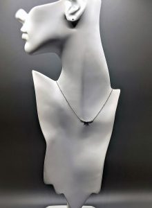 White 14kt Gold Diamond Curved Bar Necklace