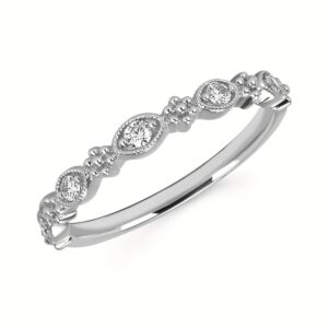 White Gold Diamond Stackable Flower Ring