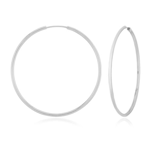 White Gold Endless Hoop Earrings
