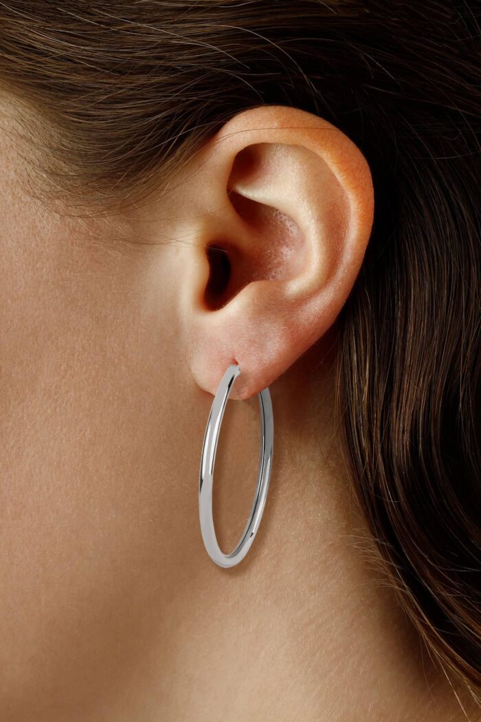 White Gold Endless Hoops