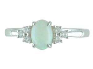 White Gold Opal and Diamond Ring
