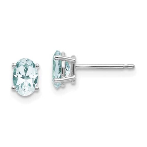 Oval Aquamarine Stud Earrings