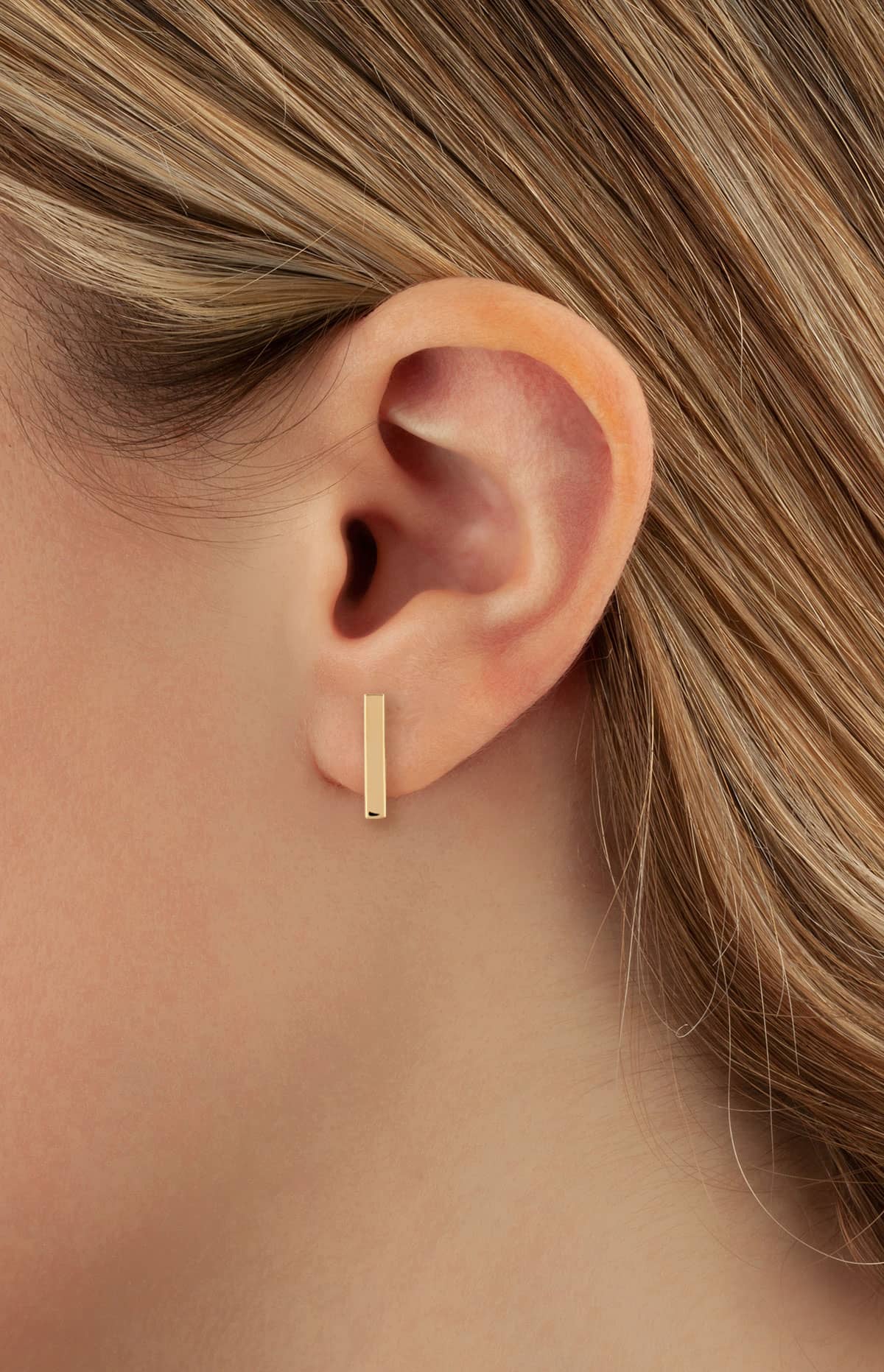 Yellow Gold Bar Earrings 1 Yellow Gold Bar Earrings