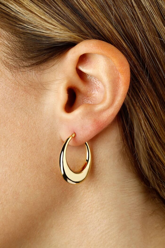 Yellow Gold Tapered Hoop Earrings