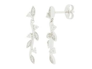 Diamond Leaf Drop Earrings