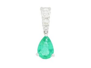 Pear Emerald and Diamond Pendant