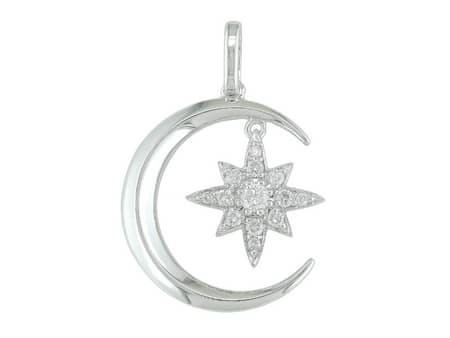 Moon and Star Diamond Pendant