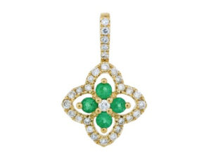 Yellow Gold Emerald and Daimond Pendant