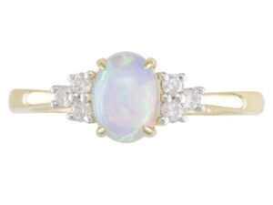 Opal Ring with Diamond Accents