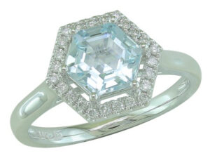 Fantasy Cut Aquamarine and Diamond Ring