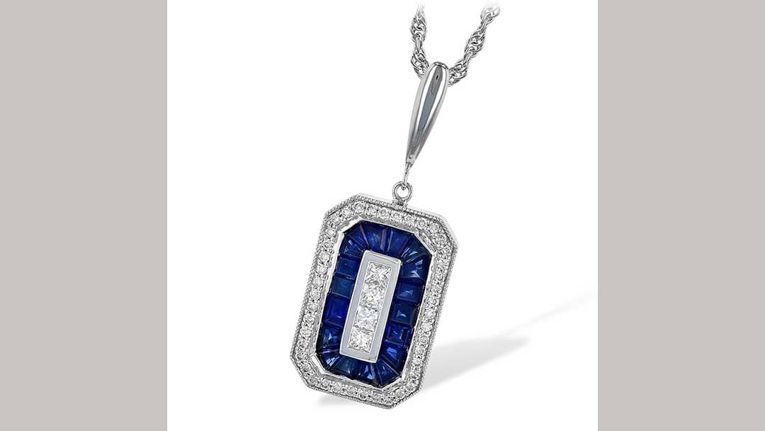 sapphire pendant necklace with diamonds