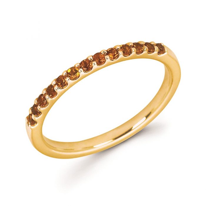 Stackable Yellow Gold Prong Set Citrine Band