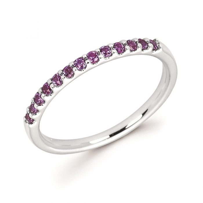 Stackable White Gold Prong Set Created Alexandrite Band