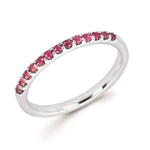Stackable White Gold Prong Set Pink Tourmaline Ring