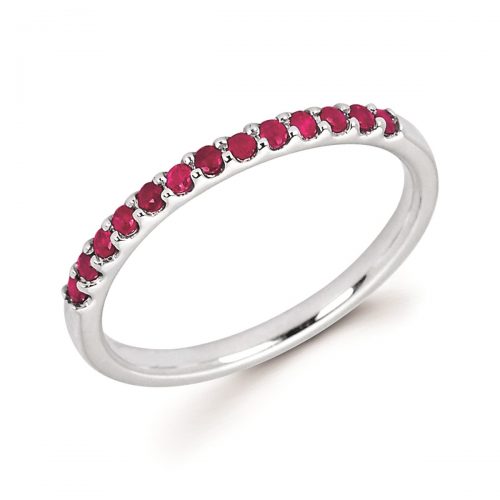 Stackable White Gold Prong Set Ruby Band