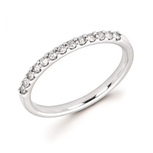Stackable White Gold Prong Set White Sapphire Band