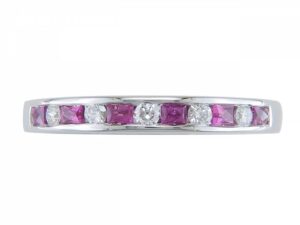 White Gold Ruby and Diamond Band